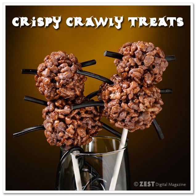 Crispy Crawly Treats - Edible Spider Party Pops for Halloween - Rice Krispie Treat Pops