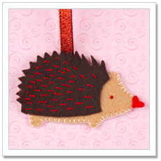 Hedgehog Valentine's Day Ornament