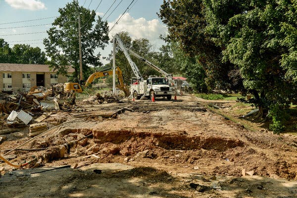 Destruction in Waverly, Tenn., last week. The central part of the state, which was struck by deadly flash flooding less than two weeks ago, is preparing for more potential flooding from Ida.