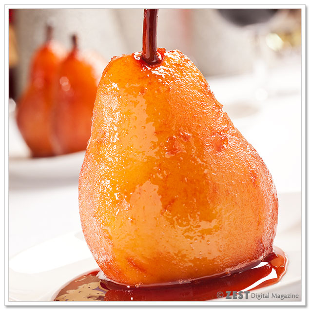 Port Wine Poached Pears